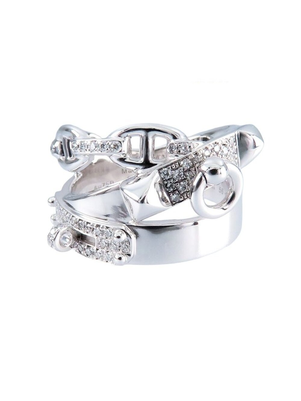 Hermes Aluminum Ring White Gold 18K Diamond Kelly GM